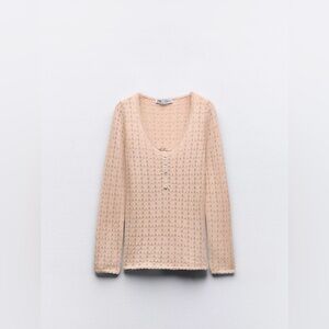 Zara pointelle knit top